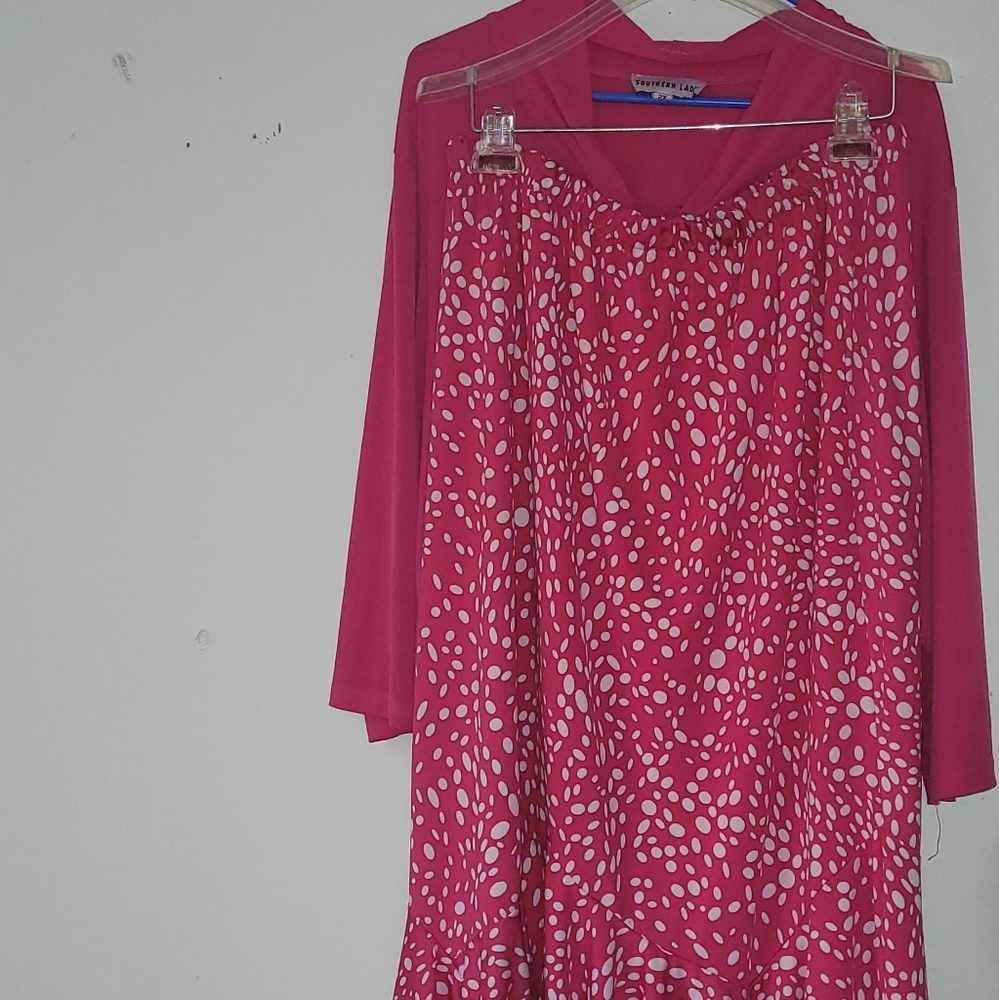 Southern Lady Pink and White 2 piece shirt and skirt